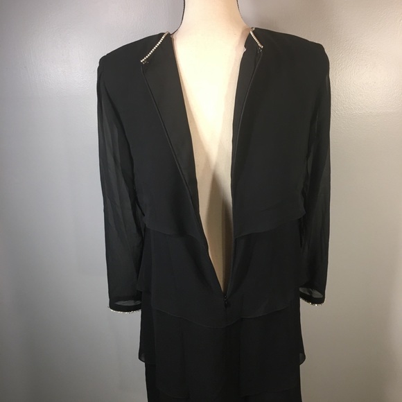 Kay Unger Evening 100% Silk Tiered Crystal Dress 4 - Picture 12 of 16